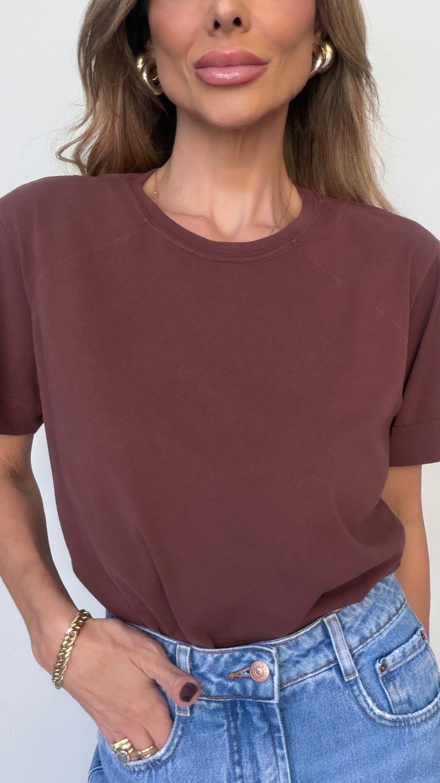 T-SHIRT SIGN ESSENTIAL ALGODÃO COR MARROM