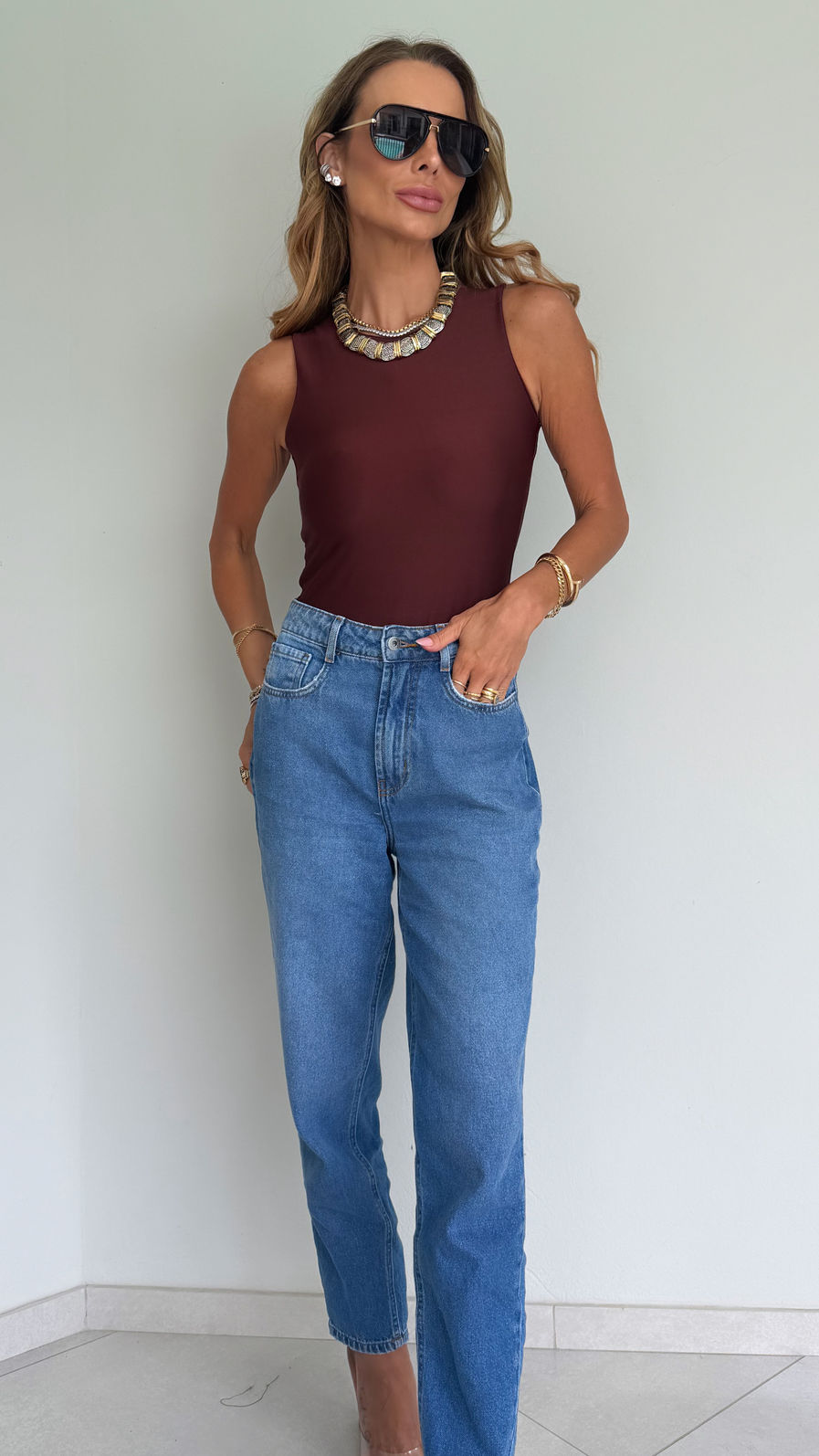 Body Regata em Suplex Premium cor Burgundy