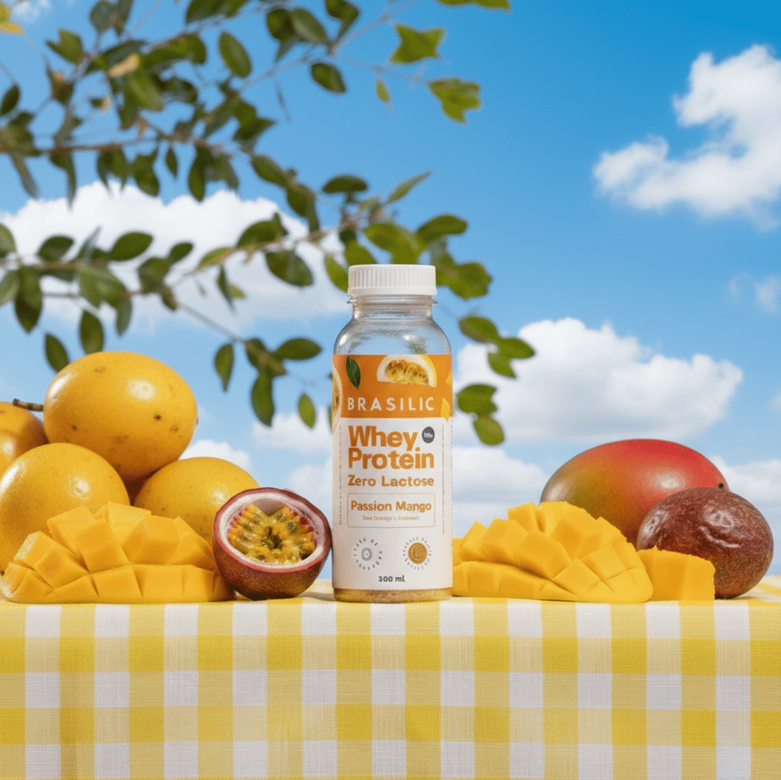 Whey Protein Concentrado Zero Lactose Manga e Maracujá Passion Mango Garrafinha Whey Protein Concentrado Zero Lactose Manga e Maracujá Passion Mango Garrafinha