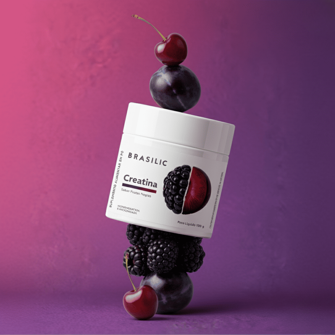 CREATINA MONOHIDRATADA E MICRONIZADA SABOR FRUTAS NEGRAS 120G - BRASILIC CREATINA MONOHIDRATADA E MICRONIZADA SABOR FRUTAS NEGRAS 120G - BRASILIC