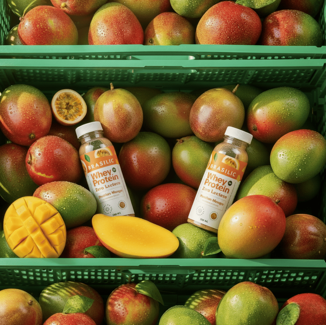 Whey Protein Concentrado Zero Lactose Manga e Maracujá Passion Mango Garrafinha Whey Protein Concentrado Zero Lactose Manga e Maracujá Passion Mango Garrafinha