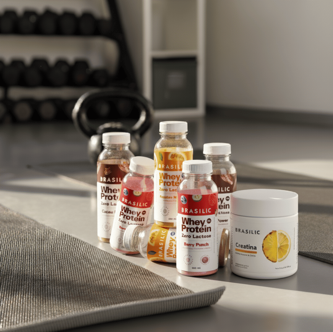 Combo 1 Creatina Abacaxi e Limão 120g + 6 Unidades de Whey Protein Zero Lactose Sortido - 2 de cada sabor Combo 1 Creatina Abacaxi e Limão 120g + 6 Unidades de Whey Protein Zero Lactose Sortido - 2 de cada sabor