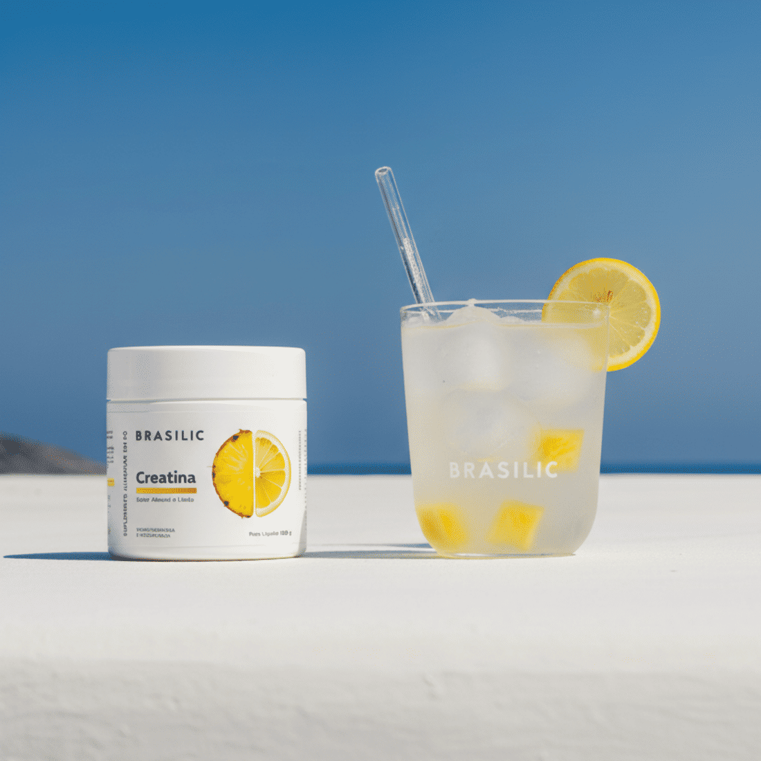 CREATINA MONOHIDRATADA E MICRONIZADA SABOR ABACAXI E LIMÃO 120G - BRASILIC CREATINA MONOHIDRATADA E MICRONIZADA SABOR ABACAXI E LIMÃO 120G - BRASILIC