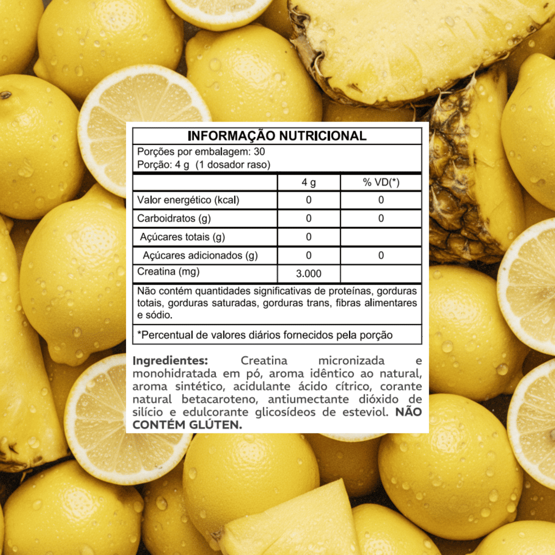 CREATINA MONOHIDRATADA E MICRONIZADA SABOR ABACAXI E LIMÃO 120G - BRASILIC CREATINA MONOHIDRATADA E MICRONIZADA SABOR ABACAXI E LIMÃO 120G - BRASILIC