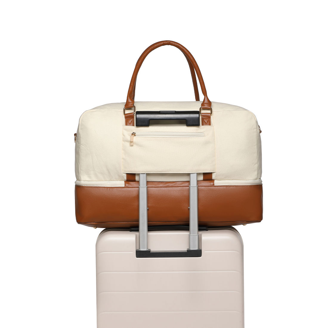 Bolsa de Viagem em Lona com Couro Sintético Urban Maloa Bege Bolsa de Viagem em Lona com Couro Sintético Urban Maloa Bege