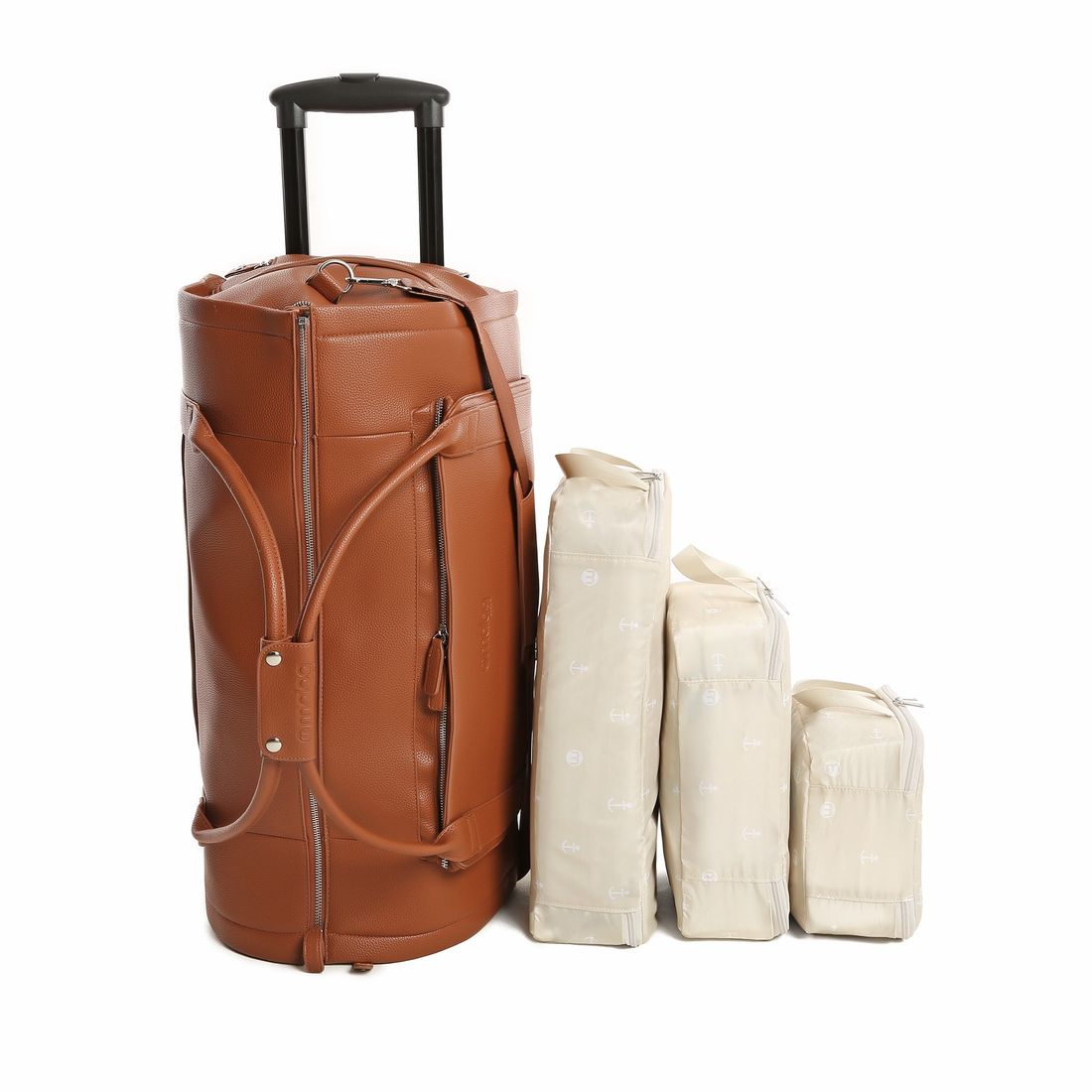 Conjunto Bolsa de Viagem Executiva Multifuncional 9 em 1 Marrom e Maletas Porta Vinho para Viagem Maloa