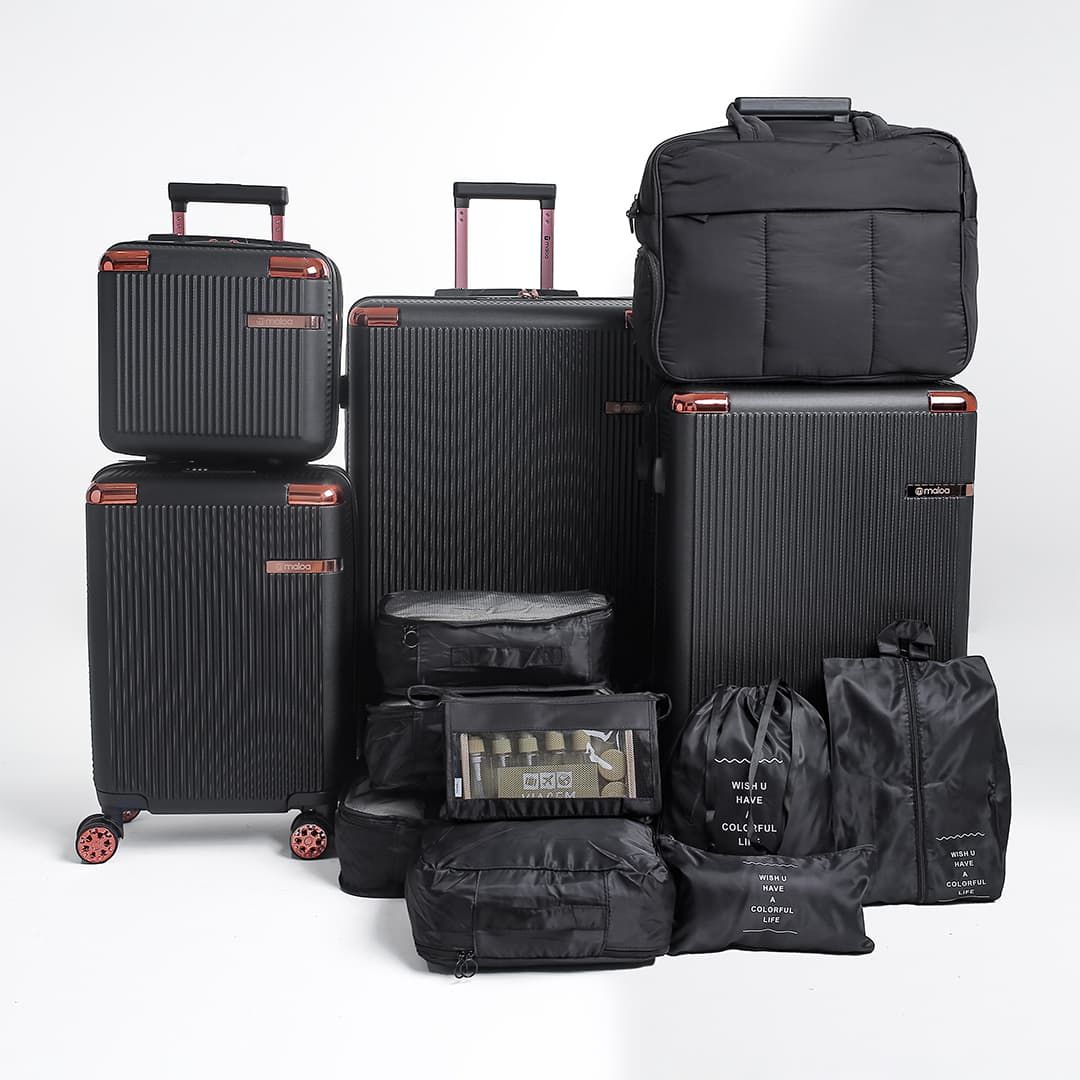 Kit de Mala de Viagem Completo Croácia e Bolsa Confort Preta e Kit Organizador 8 Peças com cinta Preto Kit de Mala de Viagem Completo Croácia e Bolsa Confort Preta e Kit Organizador 8 Peças com cinta Preto