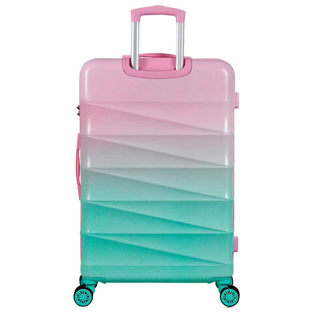 Mala De Viagem Grande 32kg Gradiente Colors Policarbonato Com ABS Rosa com Verde