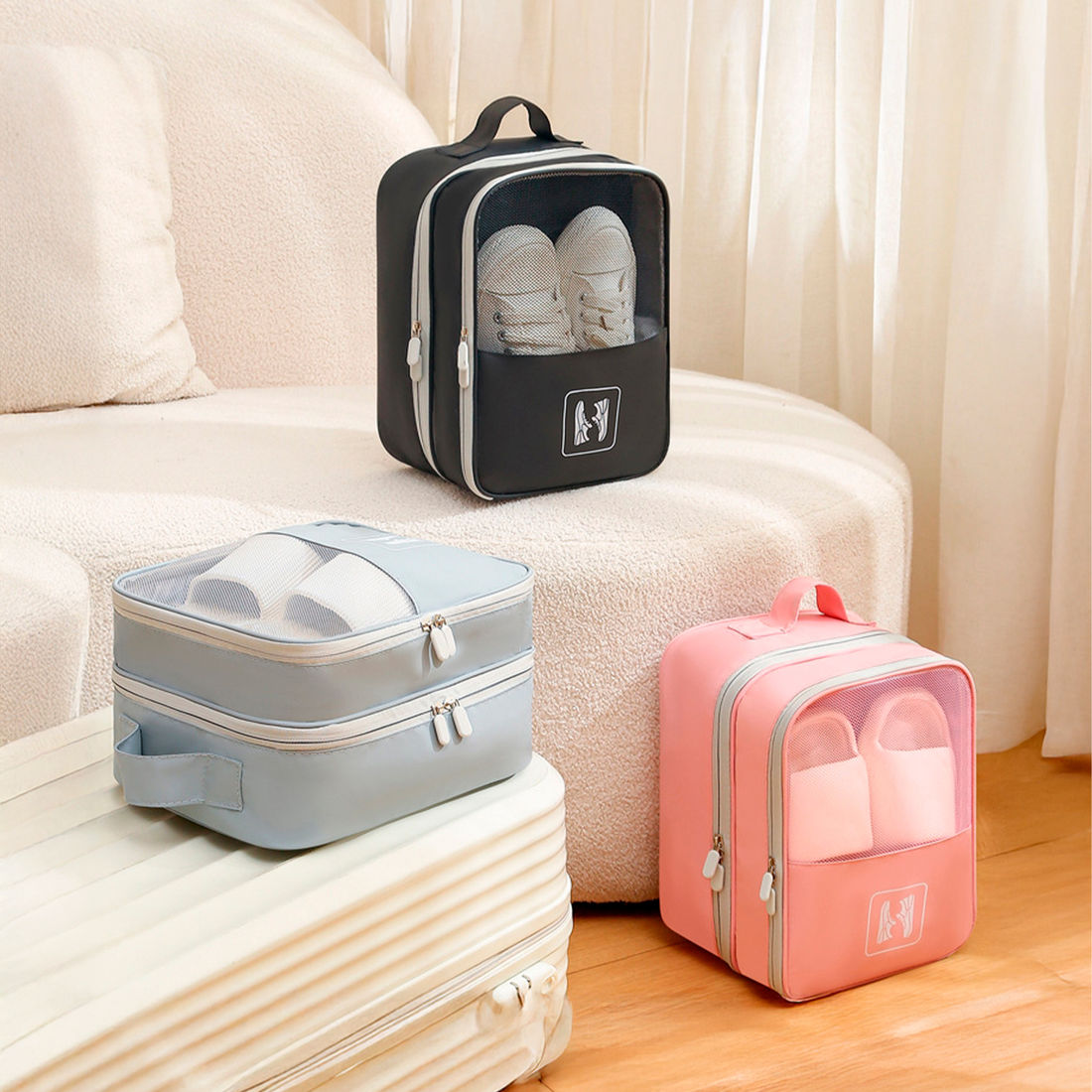 Organizador Porta Sapato Multifuncional em Poliéster Maloa Cinza