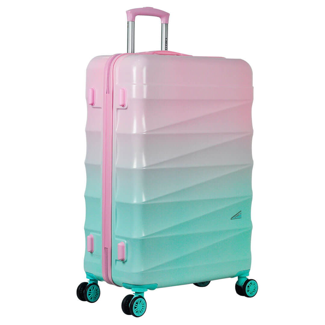 Mala De Viagem Grande 32kg Gradiente Colors Policarbonato Com ABS Rosa com Verde