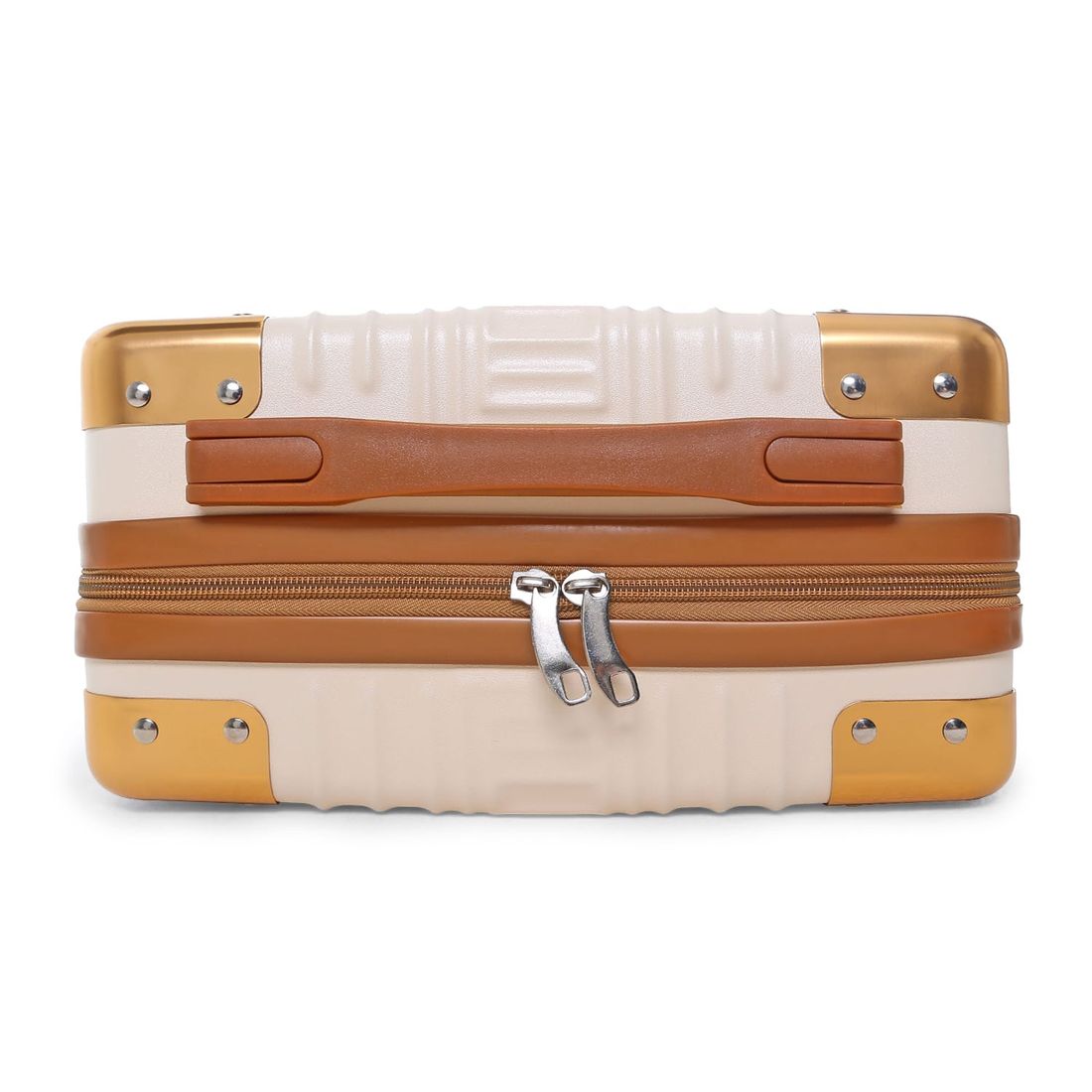 Compre Mala de Viagem Toronto Bege Grande 32kg em ABS Policarbonato e Ganhe Frasqueira