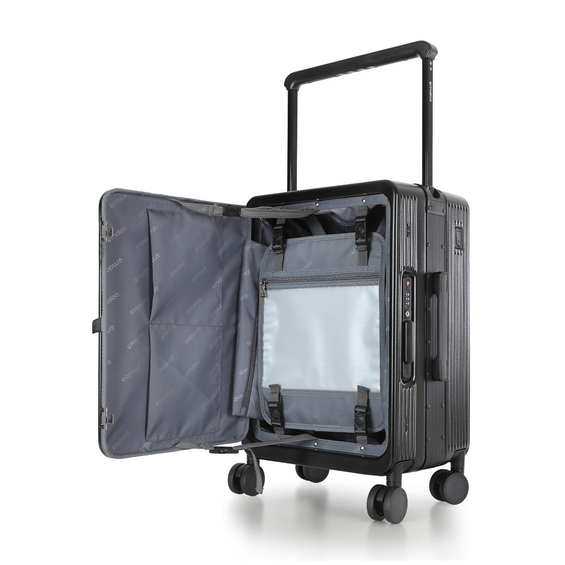 Mala de Viagem Pequena de Bordo 10 kg Policarbonato Mônaco Maloa Preto
