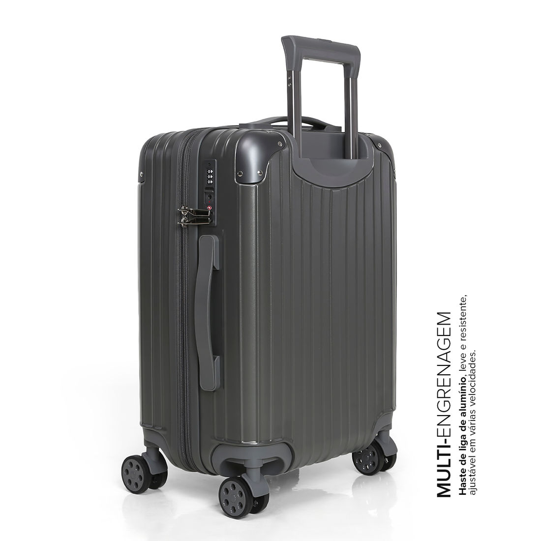 Mala de Viagem Pequena de Bordo 10kg ABS Policarbonato com Expansor Brasil Maloa Chumbo