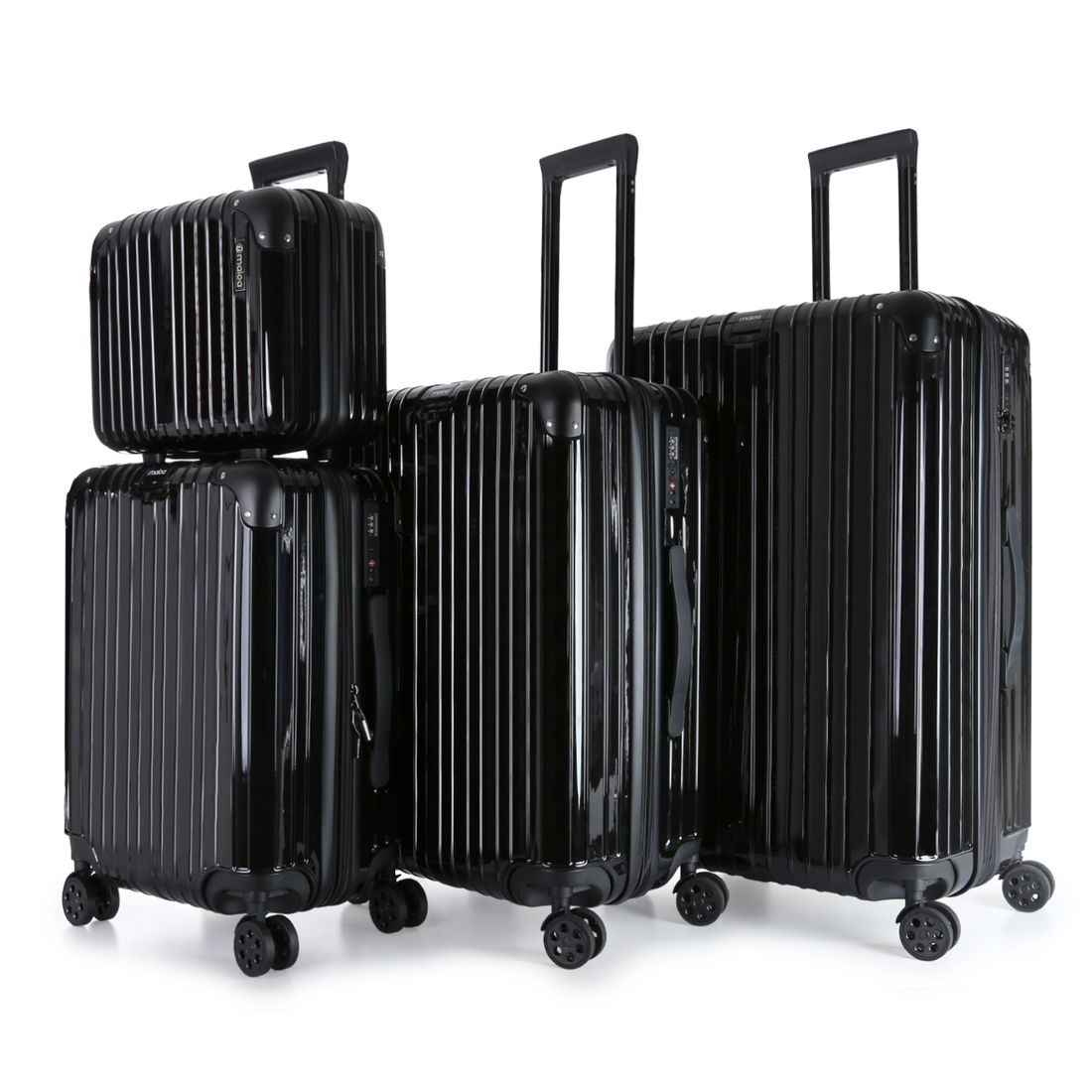 Kit de Viagem com 4 Peças ABS Policarbonato com Expansor Brasil Maloa Preto Kit de Viagem com 4 Peças ABS Policarbonato com Expansor Brasil Maloa Preto