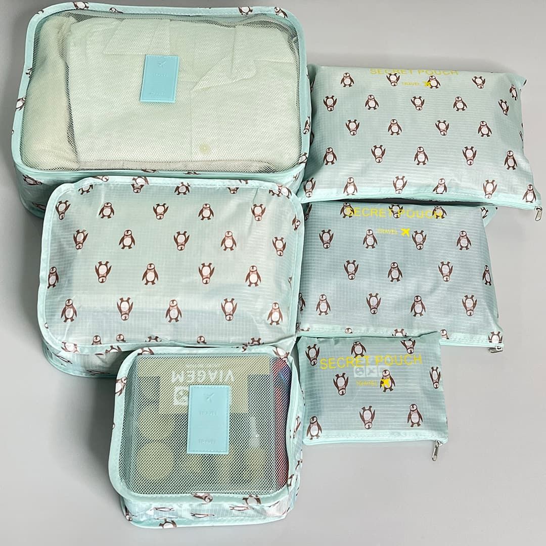 Kit Organizador De Mala 6 Peças Pinguim Acqua