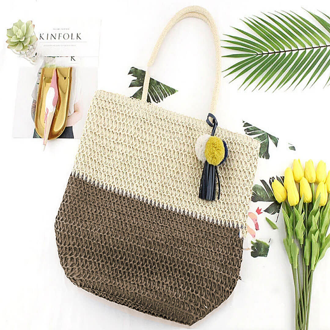 Bolsa de Palha Bicolor Café