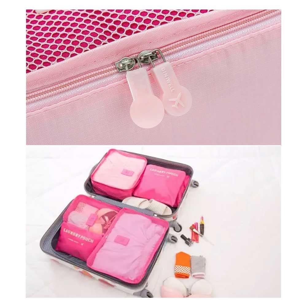Kit Organizador De Mala 6 Peças Pink Kit Organizador De Mala 6 Peças Pink