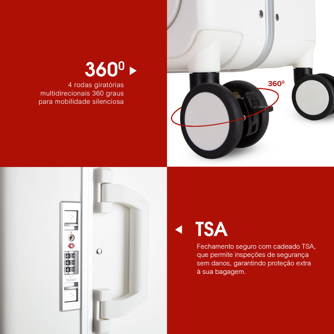 Mala de Viagem Pequena de Bordo 10 kg em Policarbonato Barcelona Maloa Branco Mala de Viagem Pequena de Bordo 10 kg em Policarbonato Barcelona Maloa Branco