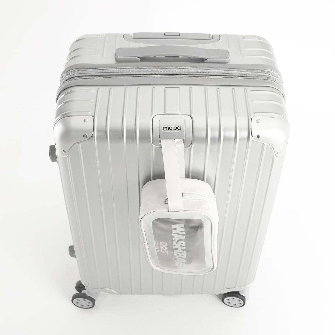 Kit Mala de Viagem Pequena de Bordo 10kg Brasil Prata e Mala Brasil Grande 32kg Prata Kit Mala de Viagem Pequena de Bordo 10kg Brasil Prata e Mala Brasil Grande 32kg Prata