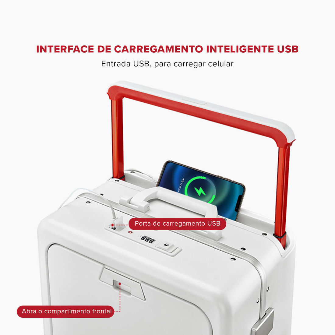 Mala de Viagem Pequena de Bordo 10 kg em Policarbonato Berlim Maloa Branco