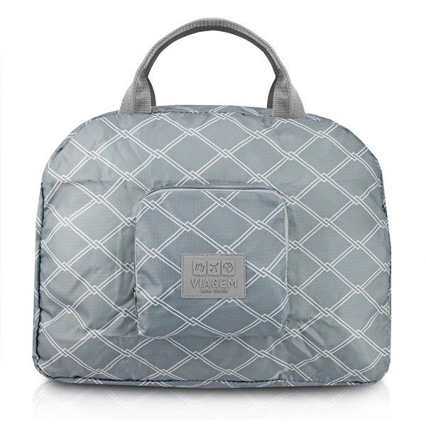 Bolsa De Viagem Dobrável Cinza Redonda Listras Bolsa De Viagem Dobrável Cinza Redonda Listras