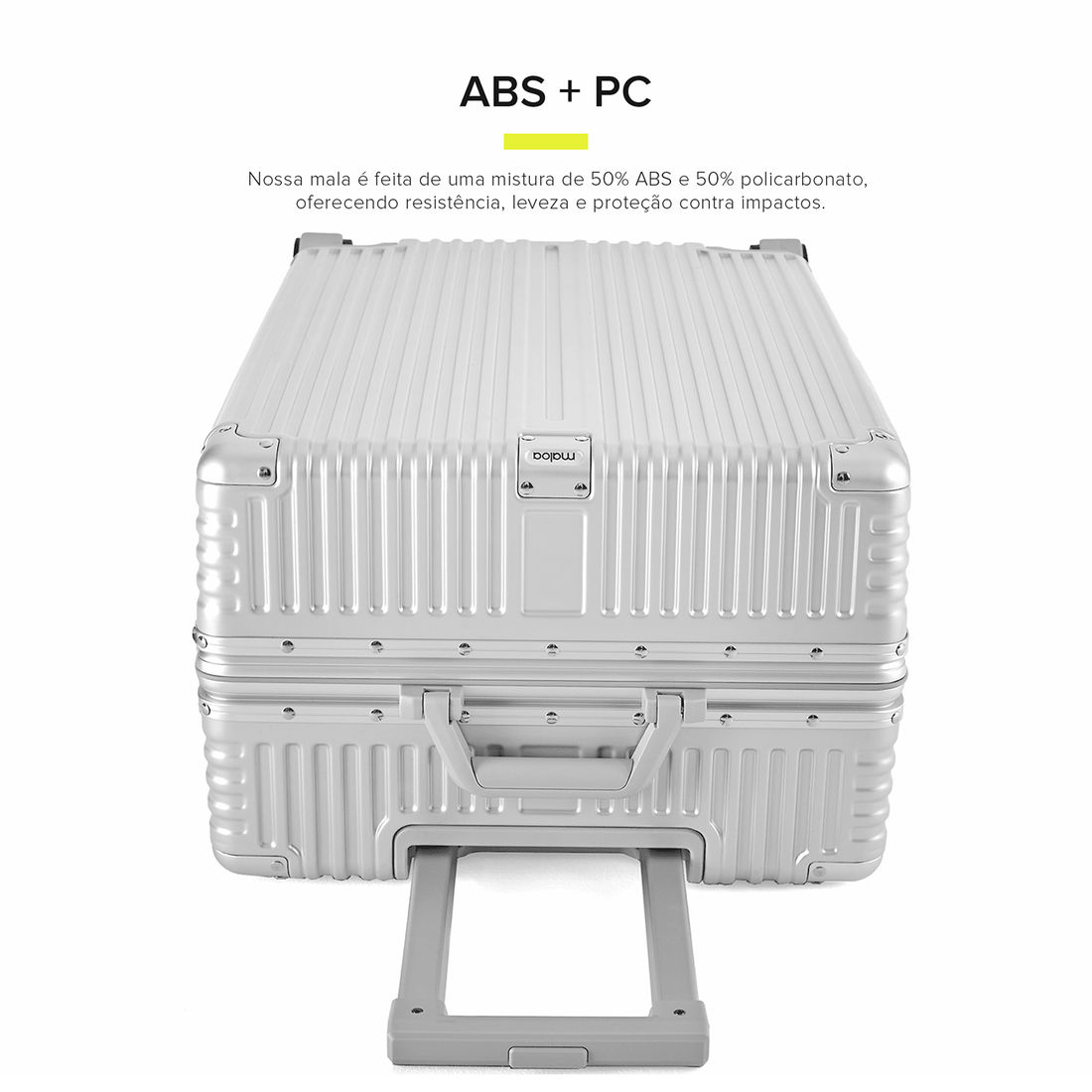 Conjunto Mala de Viagem Grande 32kg Policarbonato ABS Noruega Maloa Prata Conjunto Mala de Viagem Grande 32kg Policarbonato ABS Noruega Maloa Prata