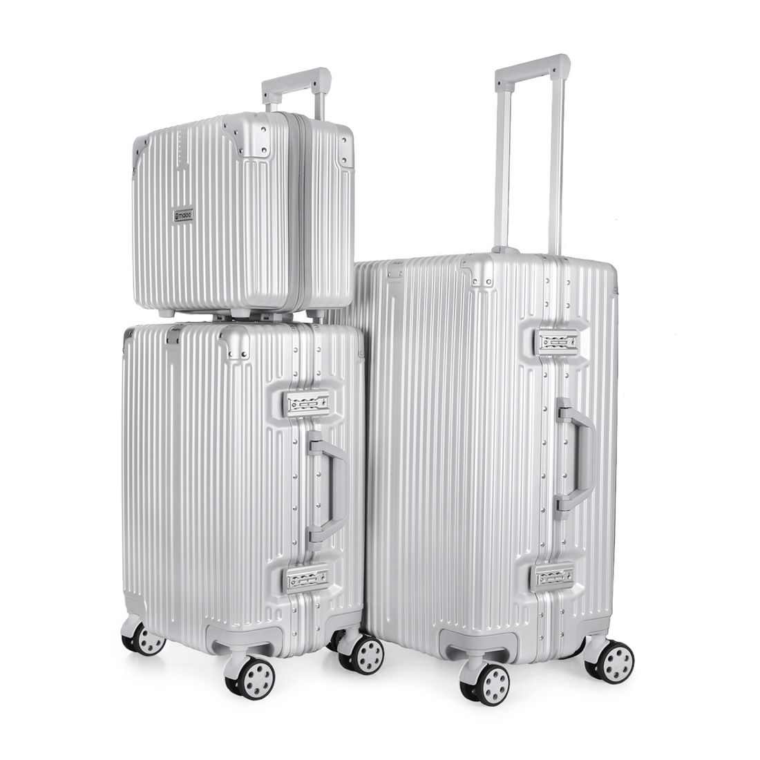 Kit de Viagem com 3 Peças Policarbonato ABS Noruega Maloa Prata