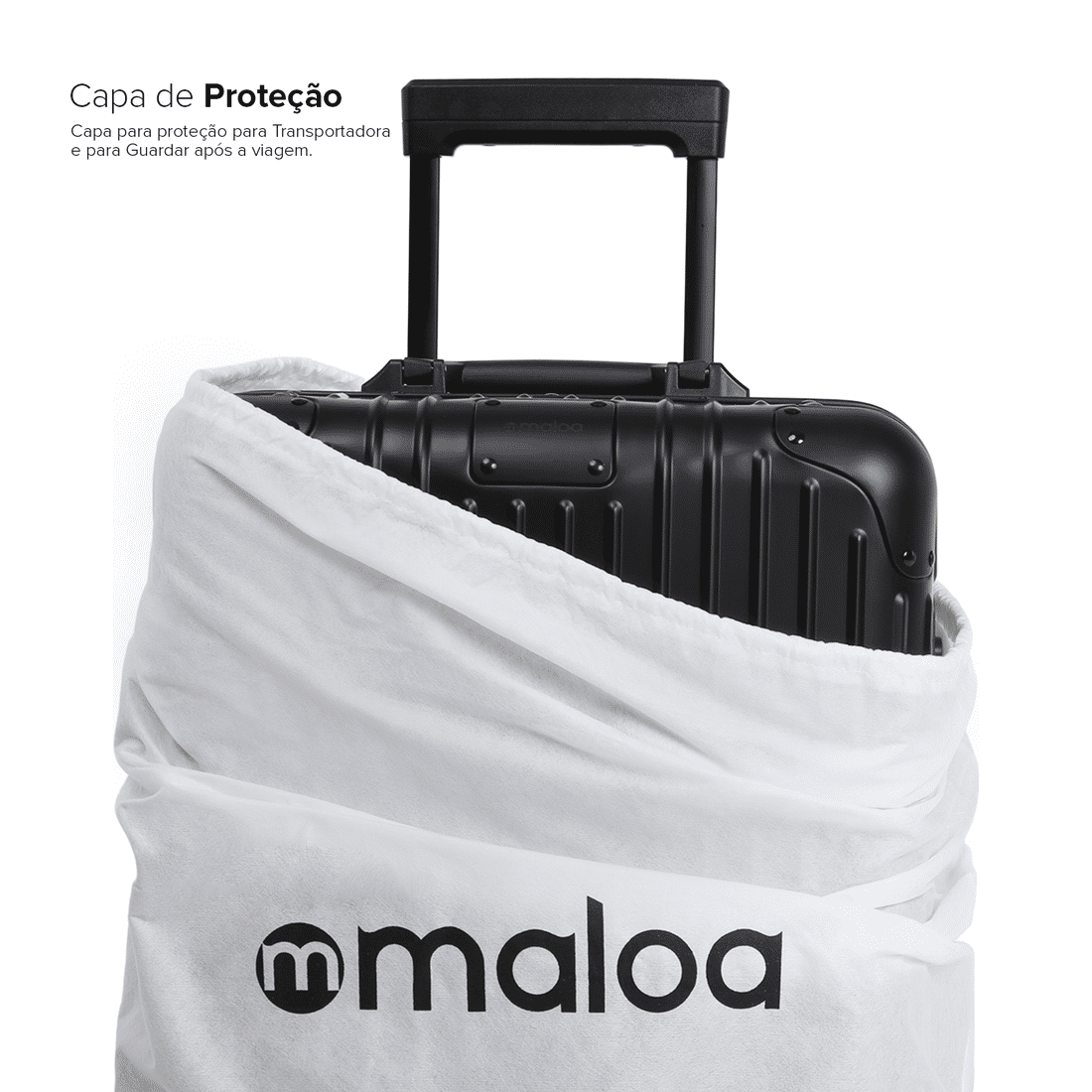 Mala de Viagem Pequena de Bordo 10 kg em Aluminio Dubai Maloa Preto