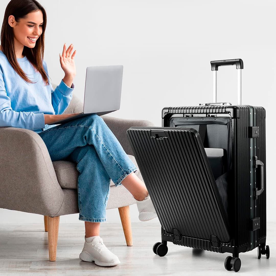 Mala de Viagem Pequena de Bordo em Policarbonato Suécia Maloa Preto