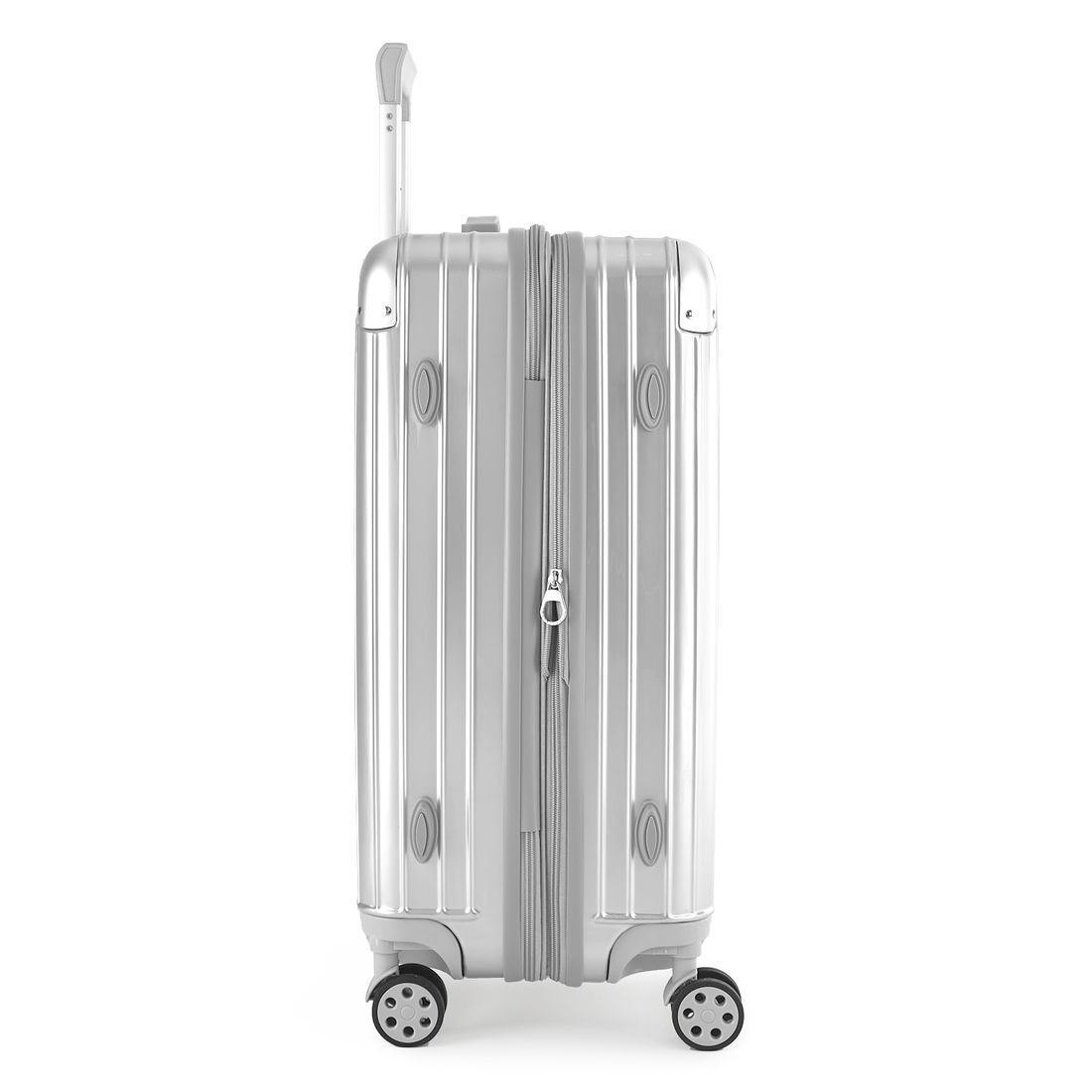 Kit Mala de Viagem Pequena de Bordo 10kg Brasil Prata e Mala Brasil Grande 32kg Prata Kit Mala de Viagem Pequena de Bordo 10kg Brasil Prata e Mala Brasil Grande 32kg Prata