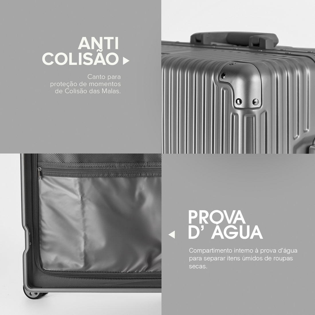 Mala de Viagem Grande 32kg Policarbonato ABS Noruega Maloa Chumbo