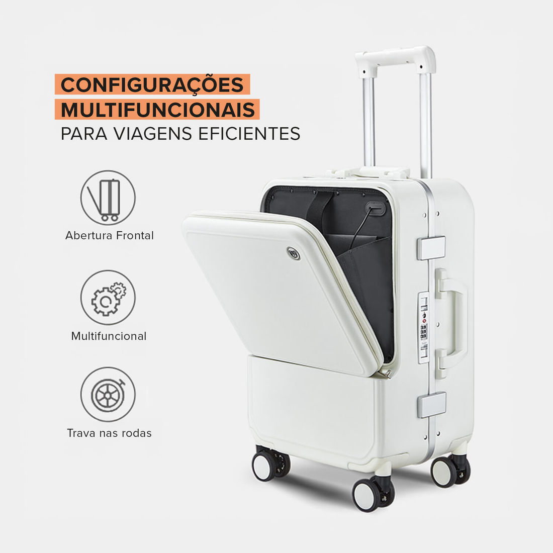Mala de Viagem Pequena de Bordo 10 kg em Policarbonato Lisboa Maloa Branco Mala de Viagem Pequena de Bordo 10 kg em Policarbonato Lisboa Maloa Branco
