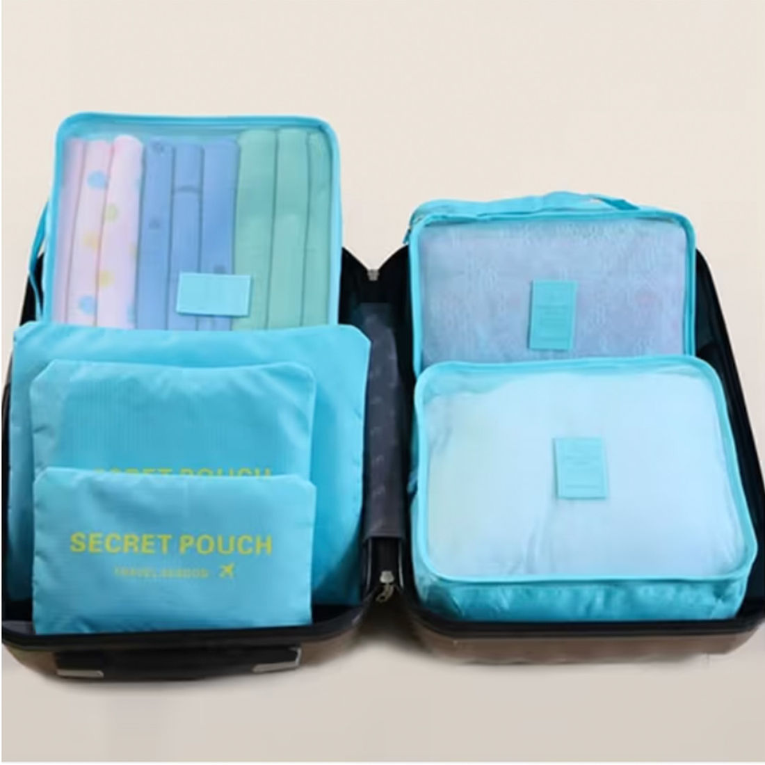 Kit Completo Brasil Branco, Kit Frasco 7 Pecas, Bolsa Journey e Kit Organizador Laundry Azul