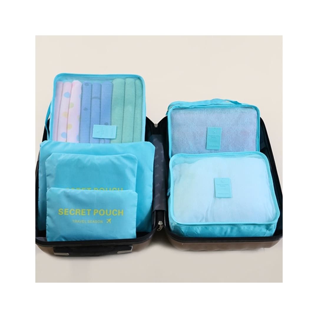 Kit Organizador De Mala 6 Peças Turquesa