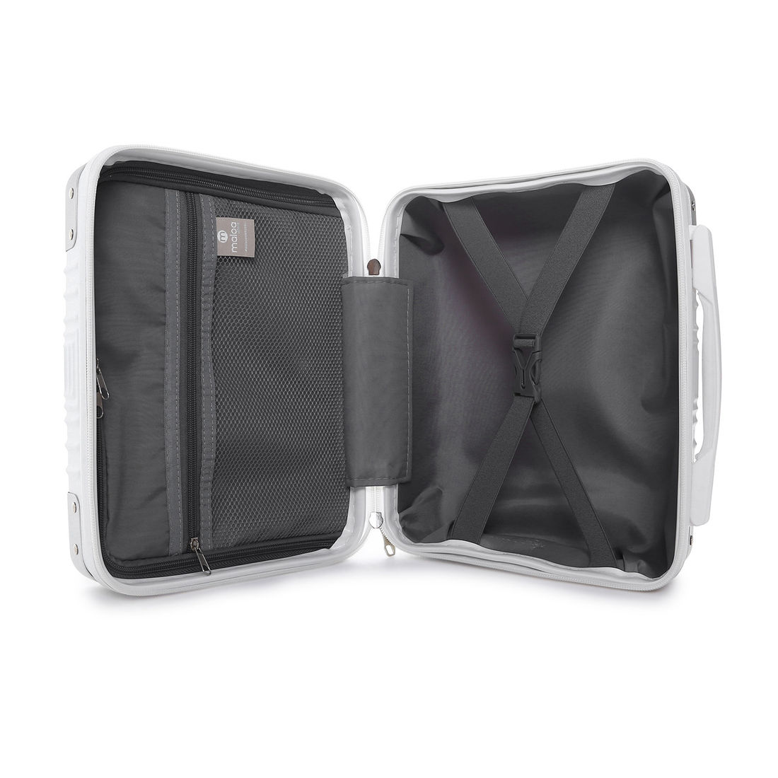 Compre Mala de Viagem Toronto Branco Grande 32kg em ABS Policarbonato e Ganhe Frasqueira e Capa Transparente