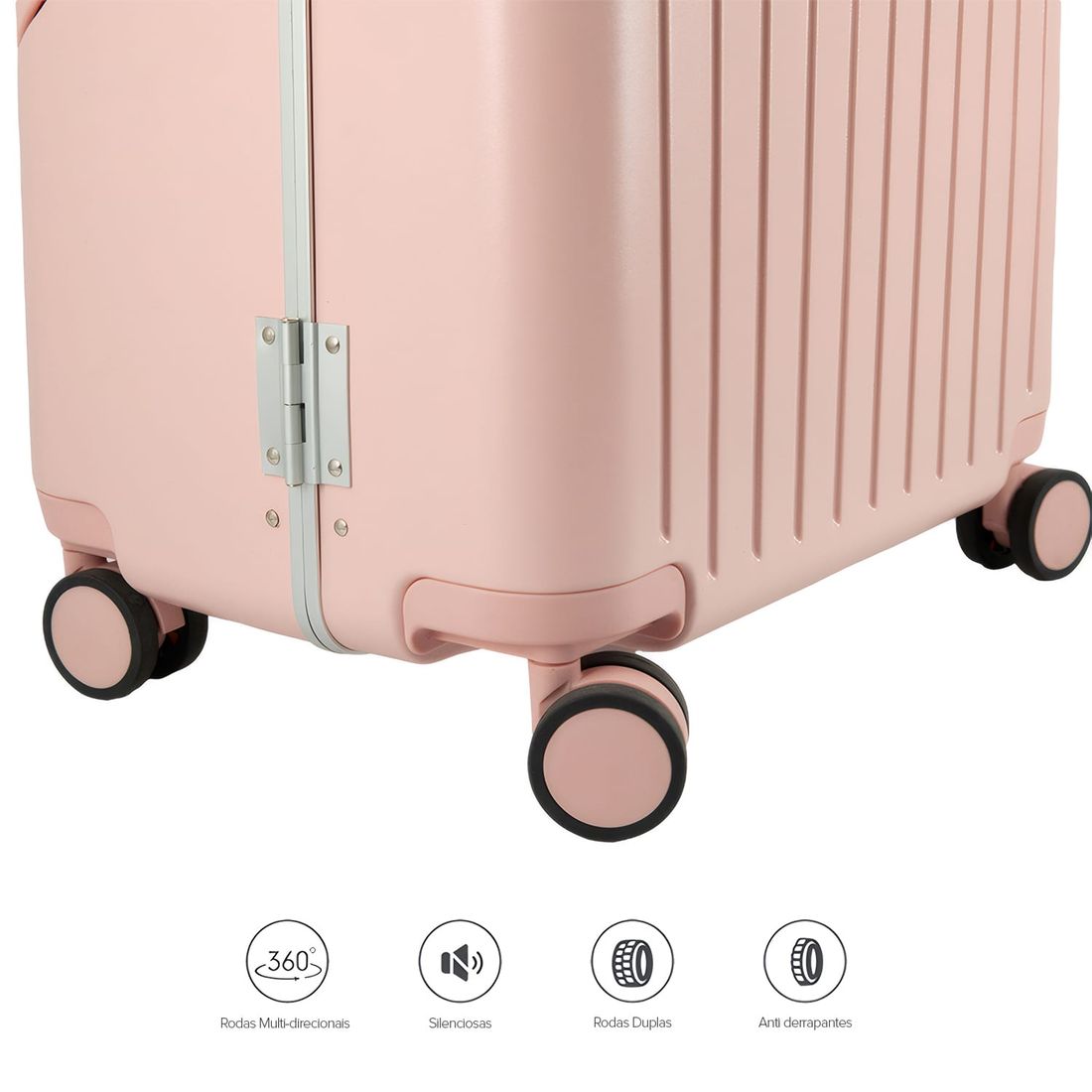 Kit Mala de Assento Grécia Media 23 kg Rosa, Bolsa Confort e Tag Good Travel Rosa