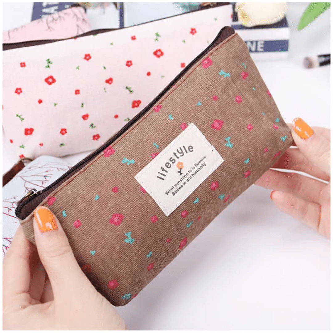 Estojo Estampado Floral Vintage Marrom Estojo Estampado Floral Vintage Marrom