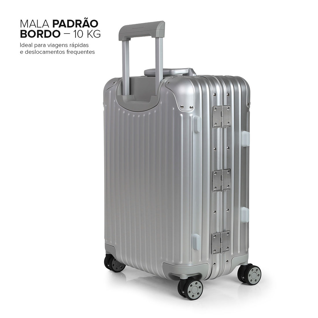 Kit Malas de Bordo 10kg Dubai Maloa Prata e Preto em Alumínio Kit Malas de Bordo 10kg Dubai Maloa Prata e Preto em Alumínio