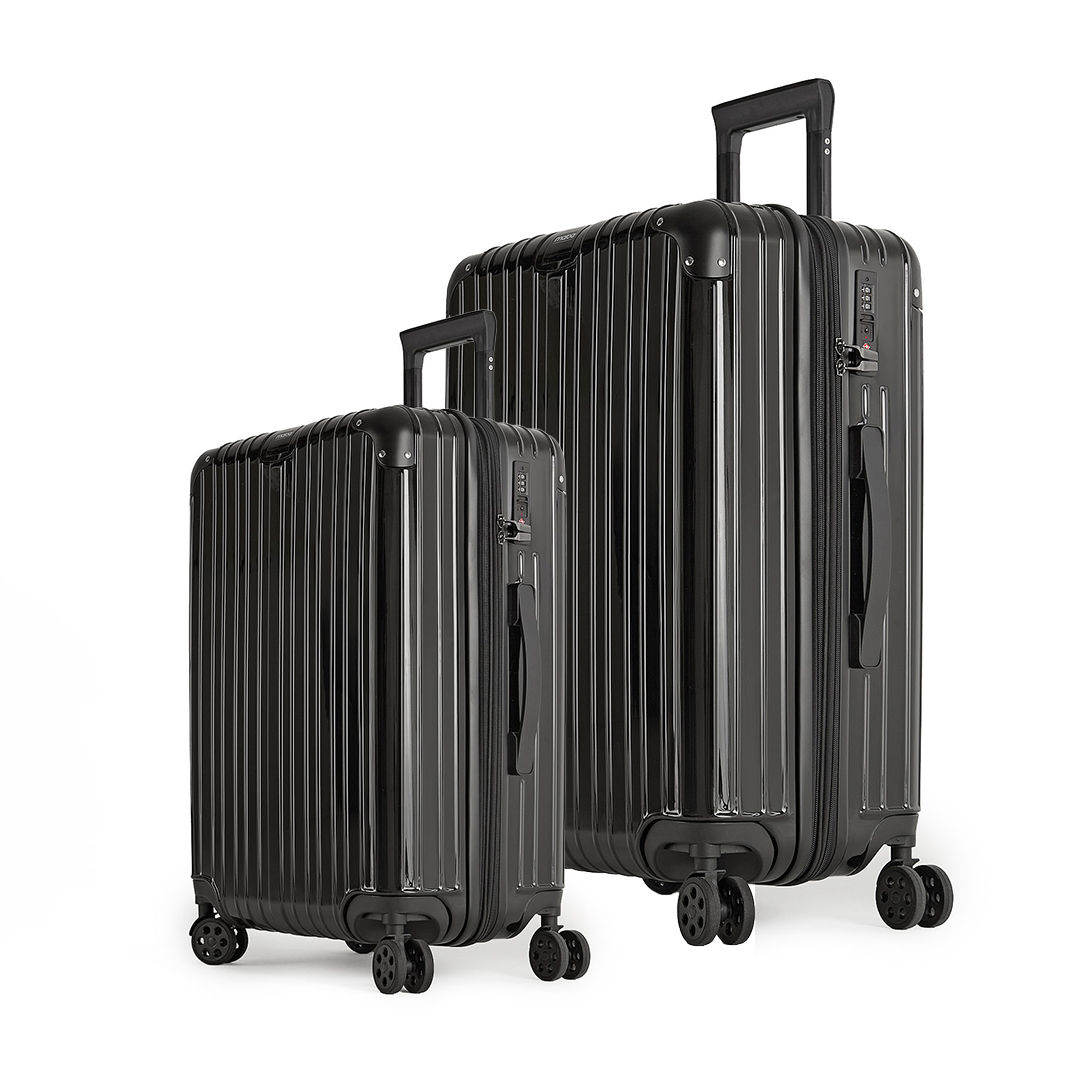 Kit Mala de Viagem Pequena de Bordo 10kg Brasil Preto e Mala Brasil Grande 32kg Preto Kit Mala de Viagem Pequena de Bordo 10kg Brasil Preto e Mala Brasil Grande 32kg Preto