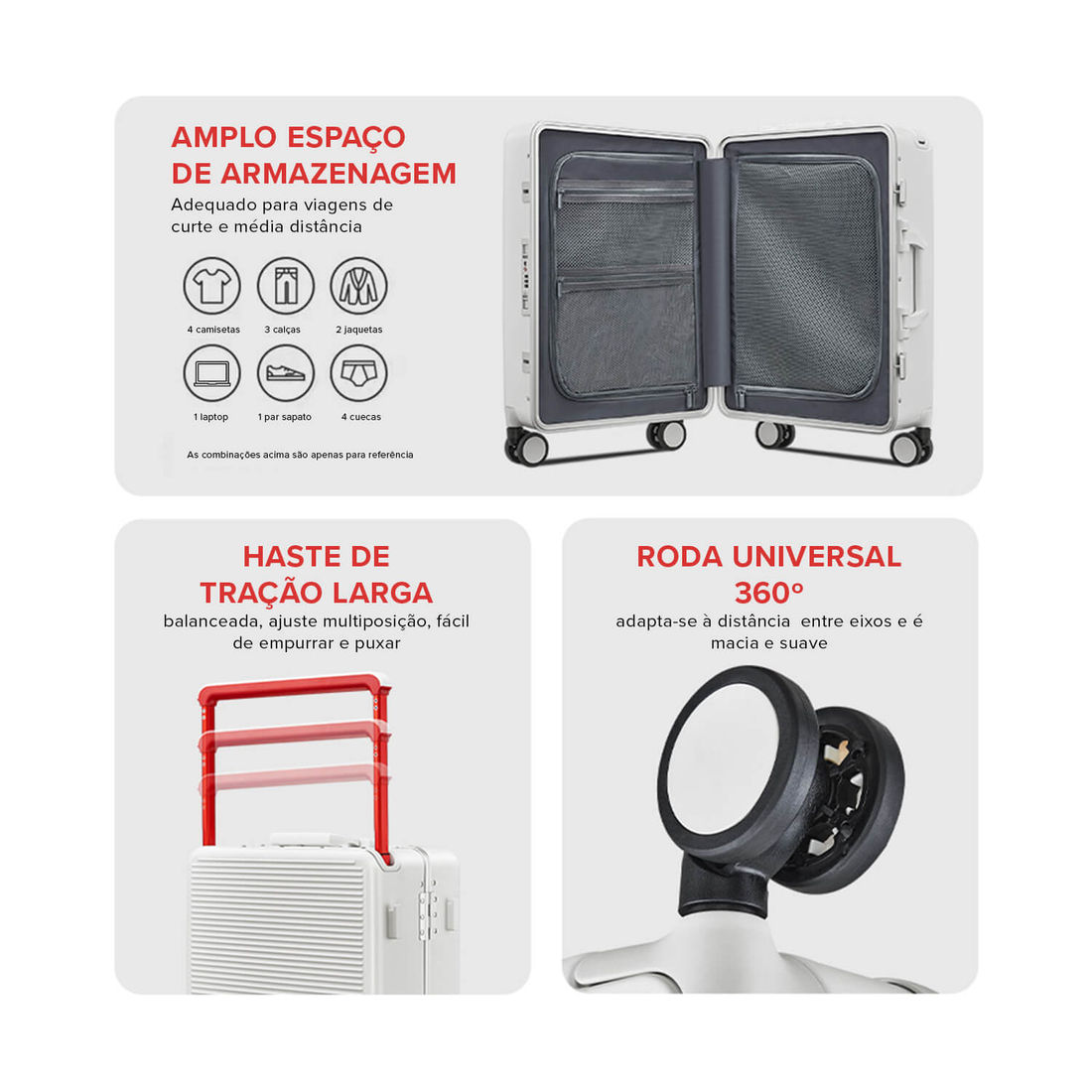 Mala de Viagem Pequena de Bordo 10 kg em Policarbonato Berlim Maloa Branco