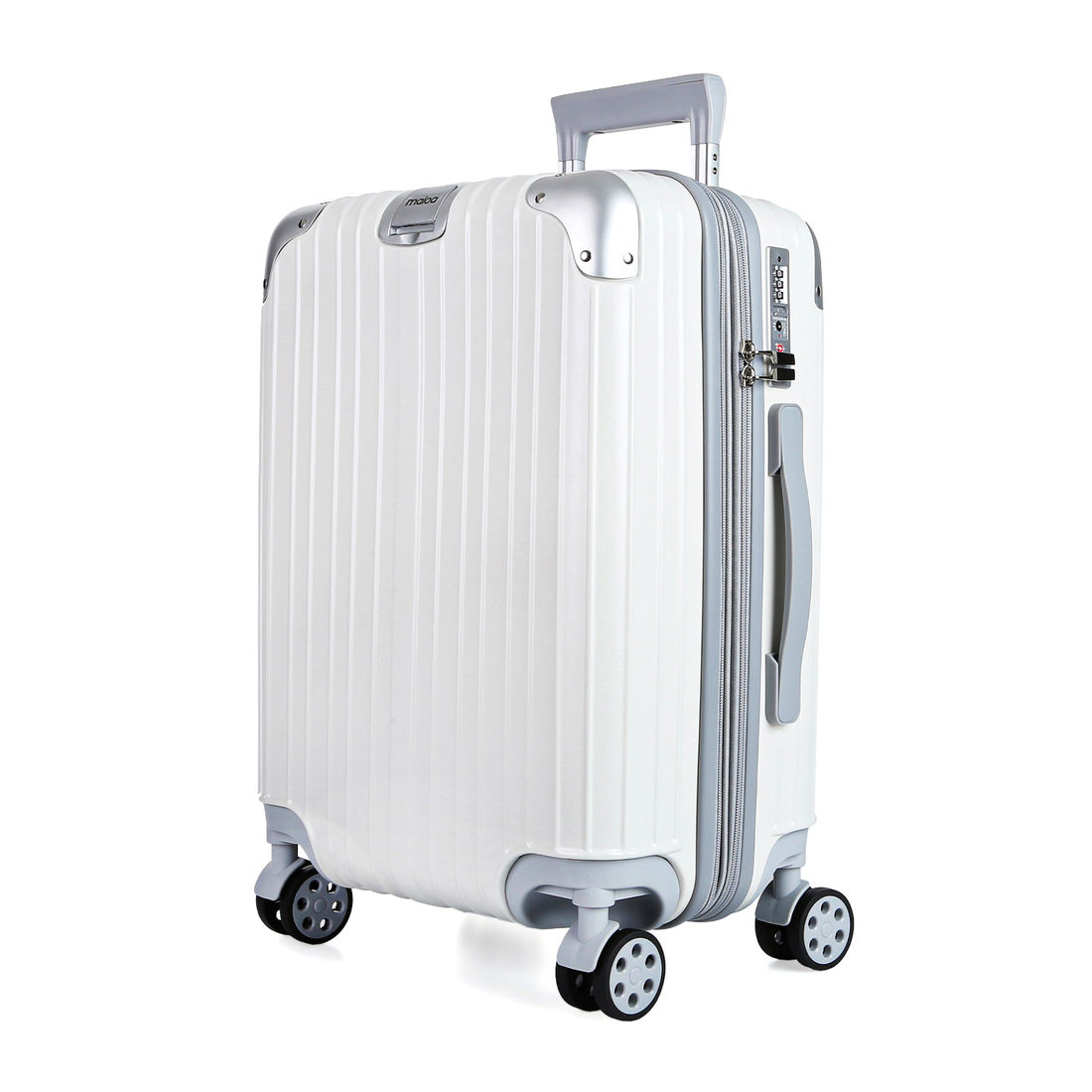 Kit Mala de Bordo 10kg e 23kg  Brasil Maloa Branco PC e ABS com 2 Kits Organizadores Travel To Live Cinza