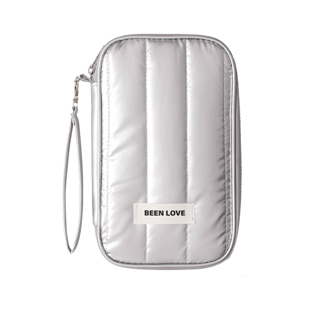 Kit de Acessórios Multifuncional com Necessaire, Porta Passaporte e Porta Notebook 14 Polegadas Puffer Maloa Prata