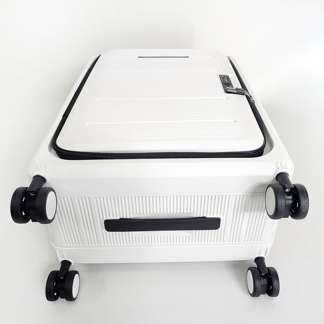 Mala de Viagem Pequena de Bordo 10Kg em Polipropileno 8 Rodas Dobravel Slim Cor:Branco Mala de Viagem Pequena de Bordo 10Kg em Polipropileno 8 Rodas Dobravel Slim Cor:Branco