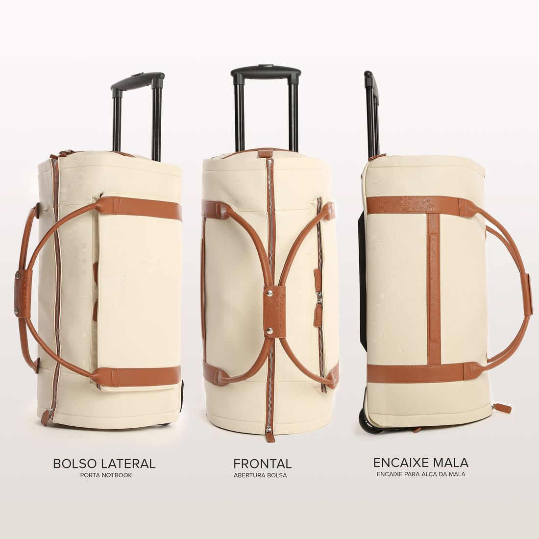 Conjunto  Bolsa de Viagem Executiva Multifuncional 9 em 1 Bege e Maletas Porta Vinho para Viagem Maloa Conjunto  Bolsa de Viagem Executiva Multifuncional 9 em 1 Bege e Maletas Porta Vinho para Viagem Maloa