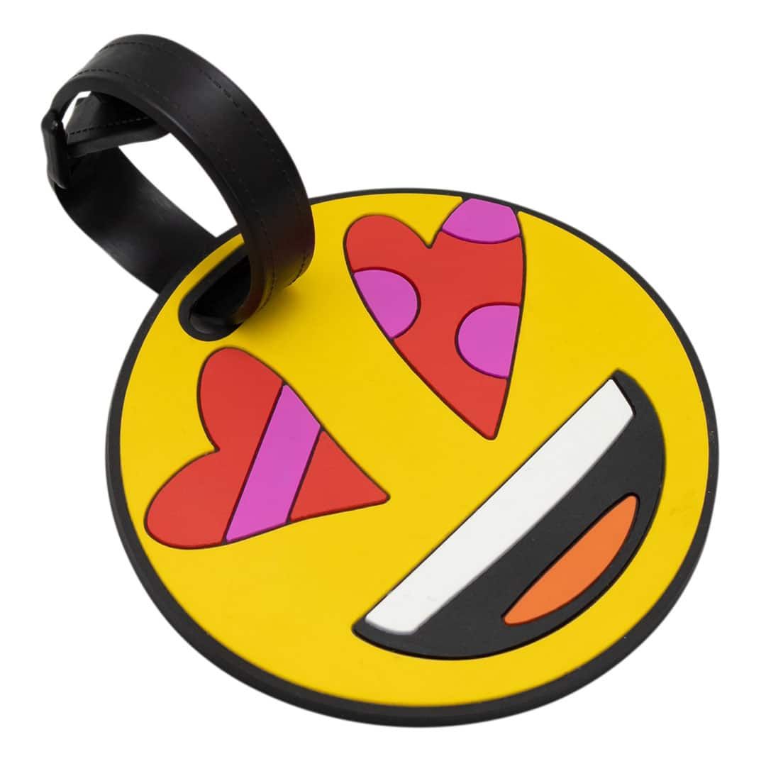 Tag Identificador de Bagagem para Malas de Viagem Emoji By Romero Smile Coração