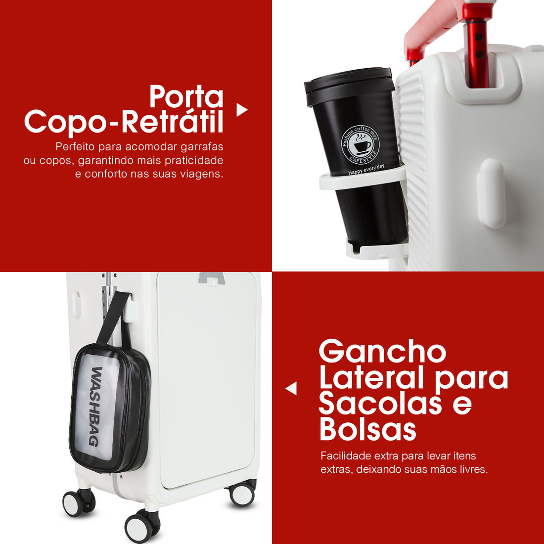 Mala de Viagem Pequena de Bordo 10 kg em Policarbonato Barcelona Maloa Branco Mala de Viagem Pequena de Bordo 10 kg em Policarbonato Barcelona Maloa Branco