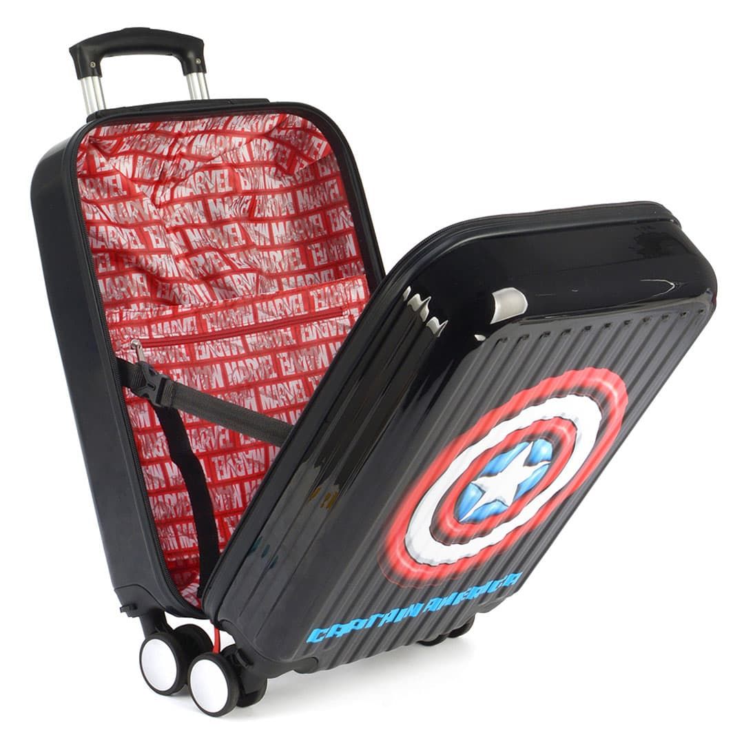 Mala de Viagem Pequena de Bordo 10kg Bordo Infantil Capitão America Preto Mala de Viagem Pequena de Bordo 10kg Bordo Infantil Capitão America Preto