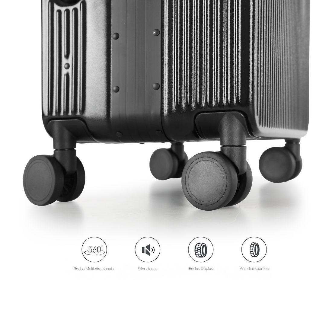 Mala de Viagem Pequena de Bordo 10 kg Policarbonato Mônaco Maloa Preto