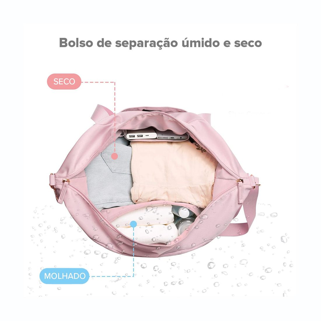 Kit Completo Brasil Branco, Kit Frasco 7 Pecas, Bolsa Journey e Kit Organizador Laundry Rosa
