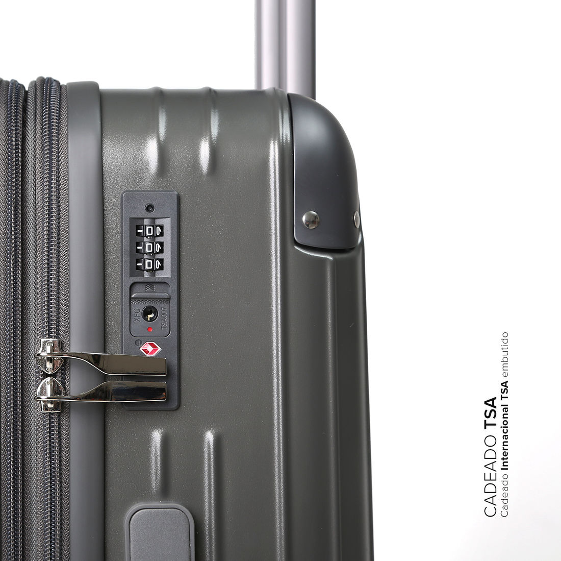 Mala de Viagem Pequena de Bordo 10kg ABS Policarbonato com Expansor Brasil Maloa Chumbo